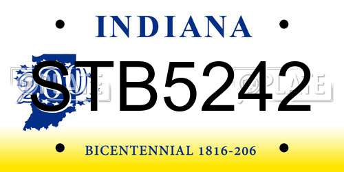 STB5242 Indiana License Plate
