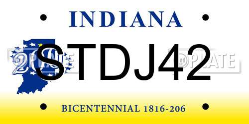 STDJ42 Indiana License Plate