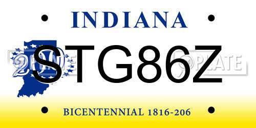 STG86Z Indiana License Plate