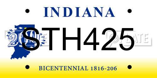 STH425 Indiana License Plate