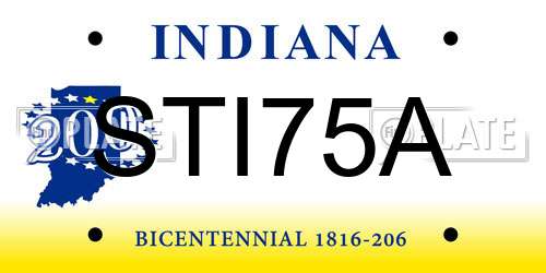 STI75A Indiana License Plate