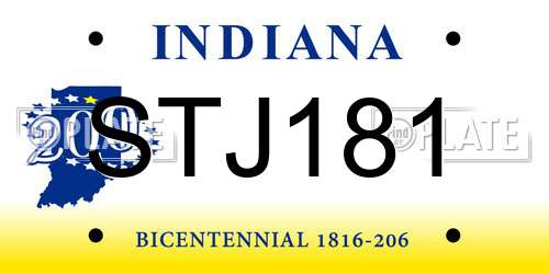 STJ181 Indiana License Plate