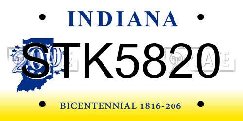 STK5820 Indiana License Plate