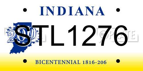 STL1276 Indiana License Plate