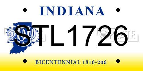 STL1726 Indiana License Plate