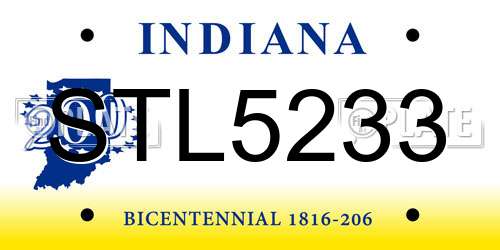 STL5233 Indiana License Plate
