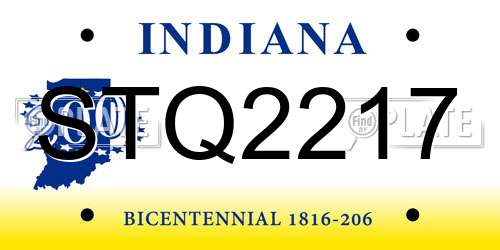 STQ2217 Indiana License Plate
