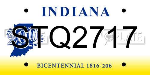 STQ2717 Indiana License Plate