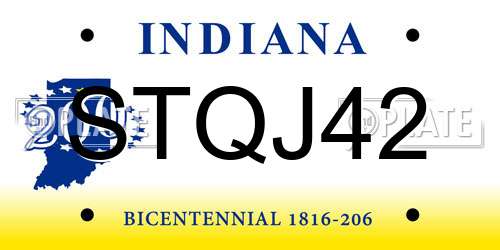 STQJ42 Indiana License Plate