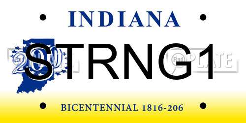STRNG1 Indiana License Plate