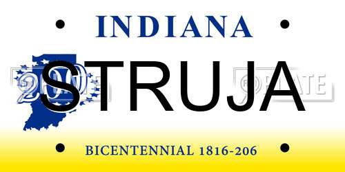 STRUJA Indiana License Plate