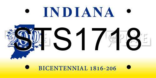 STS1718 Indiana License Plate