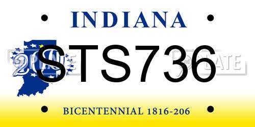 STS736 Indiana License Plate