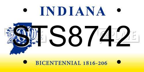 STS8742 Indiana License Plate