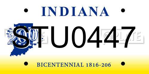 STU0447 Indiana License Plate