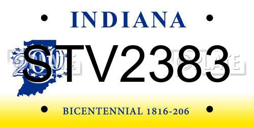 STV2383 Indiana License Plate