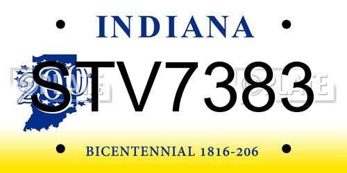 STV7383 Indiana License Plate