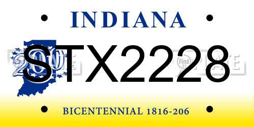 STX2228 Indiana License Plate
