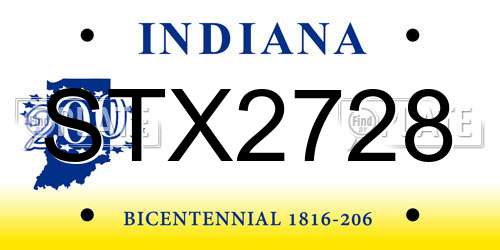 STX2728 Indiana License Plate