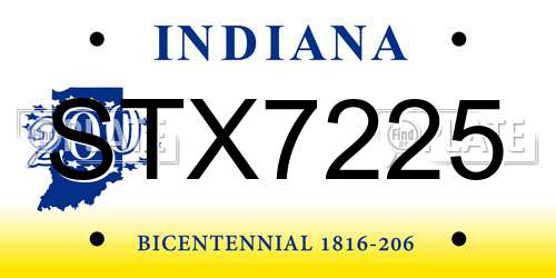 STX7225 Indiana License Plate