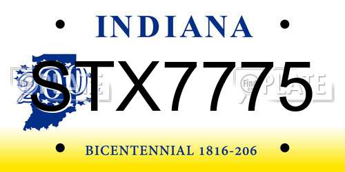 STX7775 Indiana License Plate