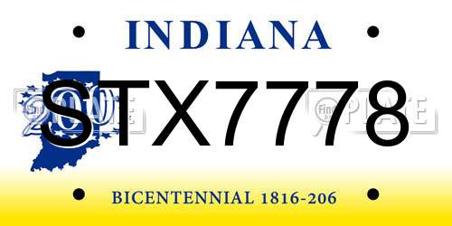 STX7778 Indiana License Plate
