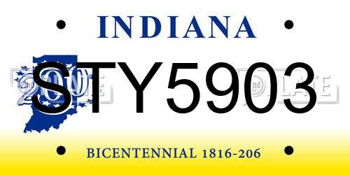 STY5903 Indiana License Plate