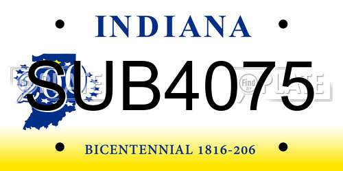 SUB4075 Indiana License Plate