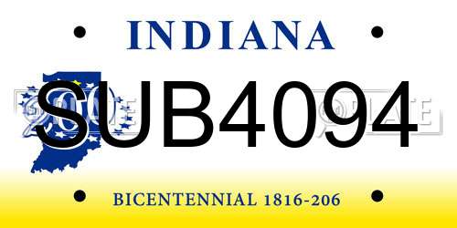 SUB4094 Indiana License Plate