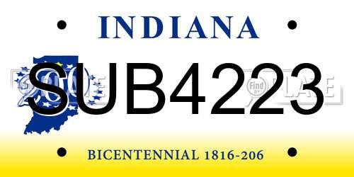 SUB4223 Indiana License Plate