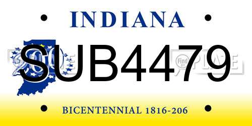 SUB4479 Indiana License Plate