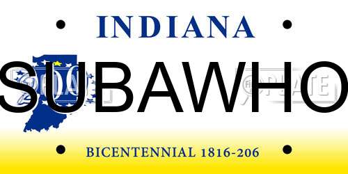 SUBAWHO Indiana License Plate