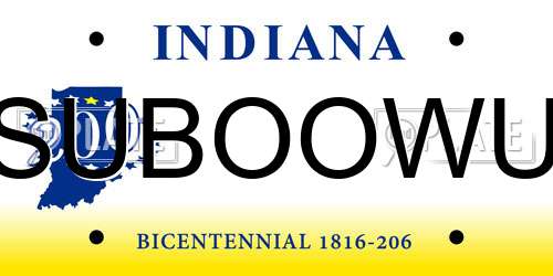 SUBOOWU Indiana License Plate