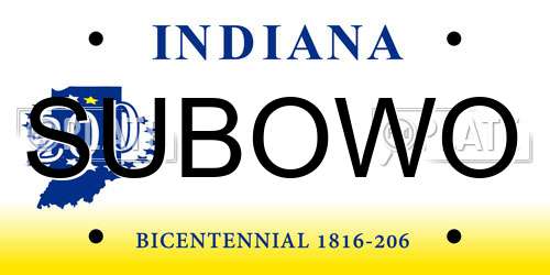 SUBOWO Indiana License Plate
