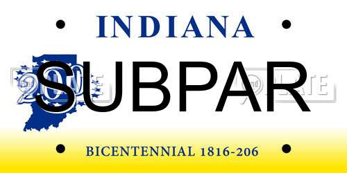 SUBPAR Indiana License Plate