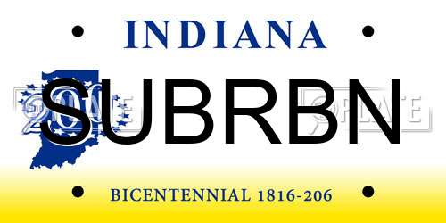 SUBRBN Indiana License Plate
