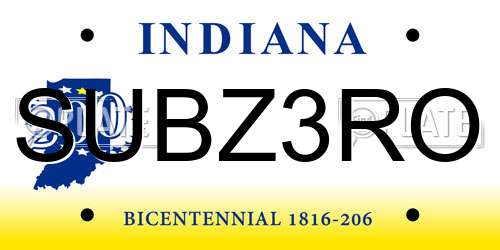 SUBZ3RO Indiana License Plate