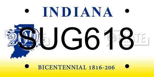 SUG618 Indiana License Plate