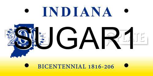 SUGAR1 Indiana License Plate