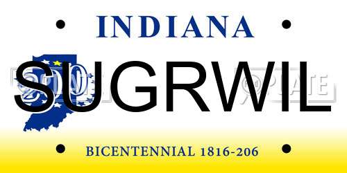 SUGRWIL Indiana License Plate