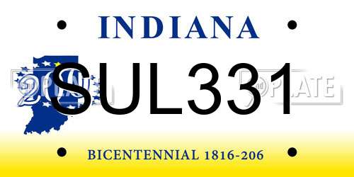 SUL331 Indiana License Plate