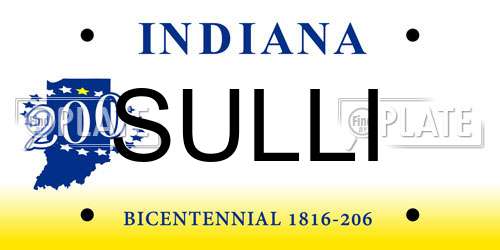 SULLI Indiana License Plate