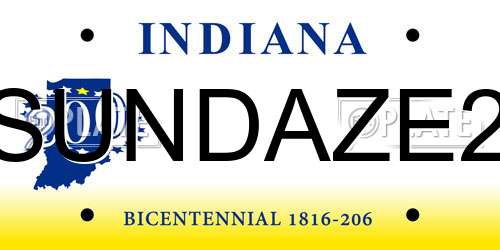 SUNDAZE2 Indiana License Plate