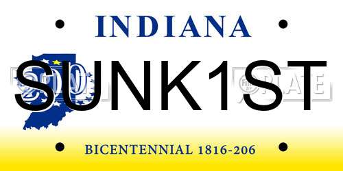 SUNK1ST Indiana License Plate