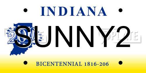 SUNNY2 Indiana License Plate