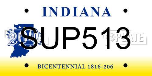 SUP513 Indiana License Plate