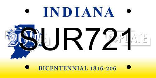 SUR721 Indiana License Plate