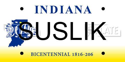 SUSLIK Indiana License Plate