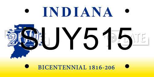 SUY515 Indiana License Plate