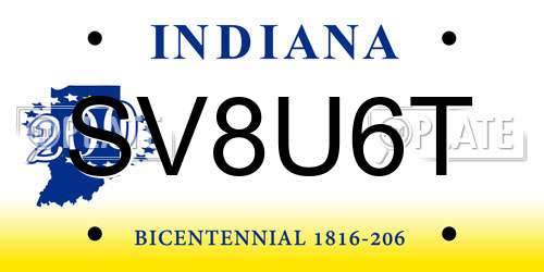 SV8U6T Indiana License Plate